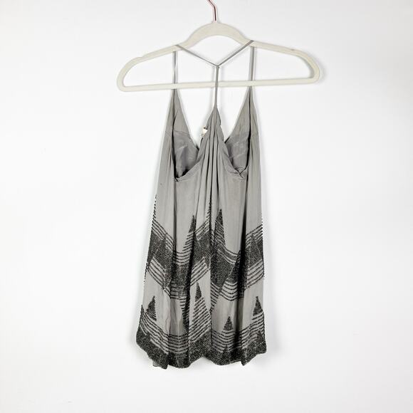 Ramy Brook grey silver silk beaded tank top Size XS flaws - Picture 9 of 10